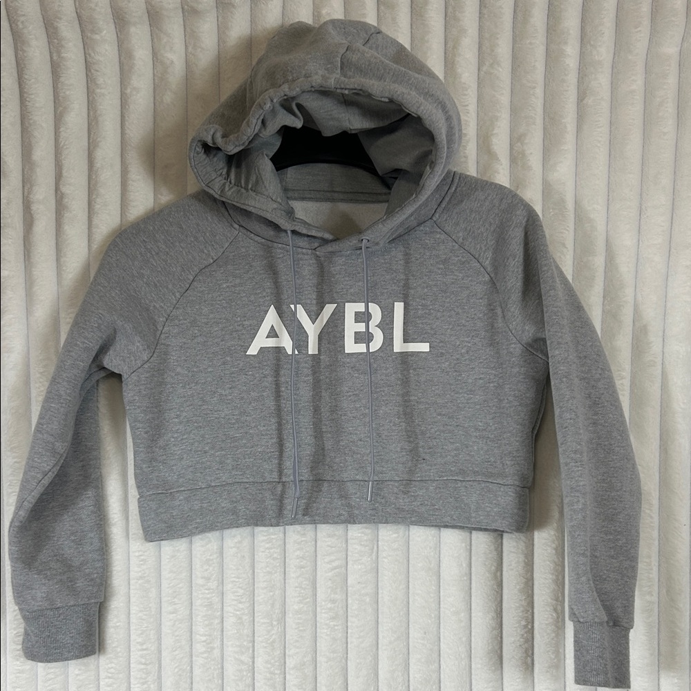AYBL grey Women's Cropped logo Hoodie sweatshirt XS
